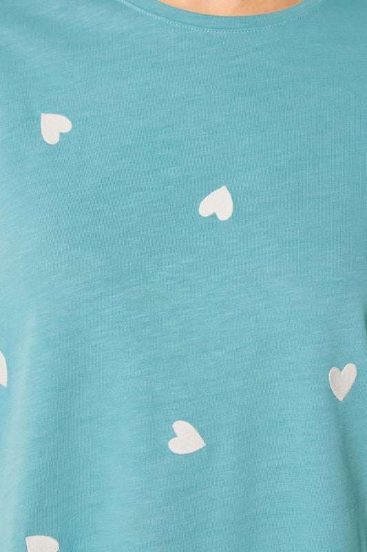 YOURS Plus Size Light Blue Embroidered Heart T-Shirt | Yours Clothing 4