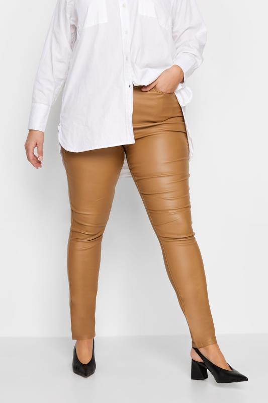 LTS Tall Women's Camel Brown Coated AVA Skinny Jeans | Long Tall Sally  1