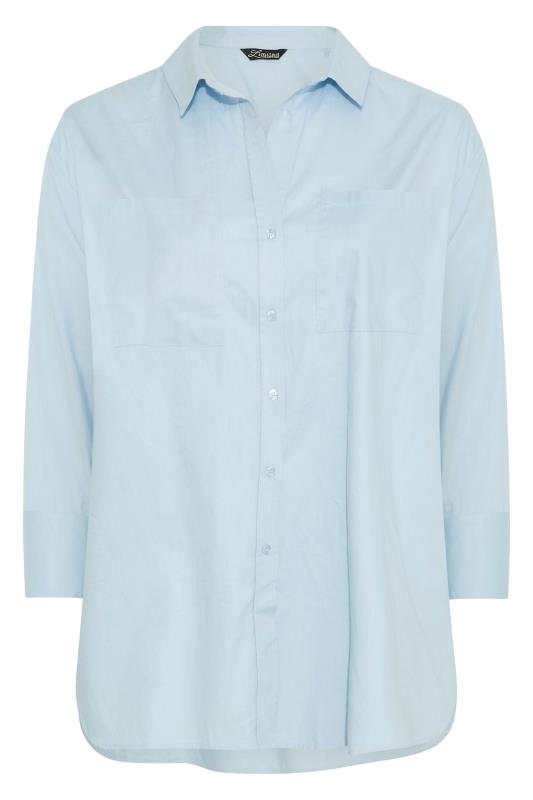 LIMITED COLLECTION Plus Size Light Blue Oversized Boyfriend Shirt | Yours Clothing 7