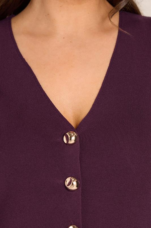 EVANS Plus Size Plum Purple Knitted Waistcoat | Evans 4