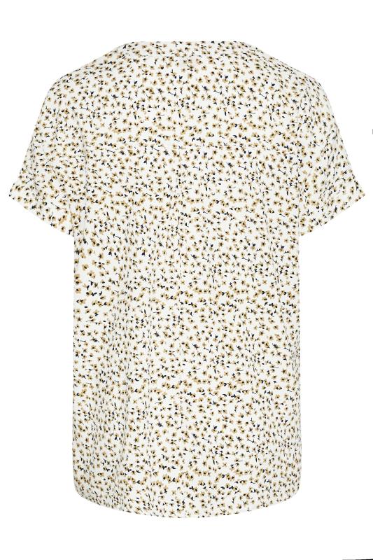 Plus Size White Ditsy Print Grown On Sleeve Shirt | Yours Clothing 7