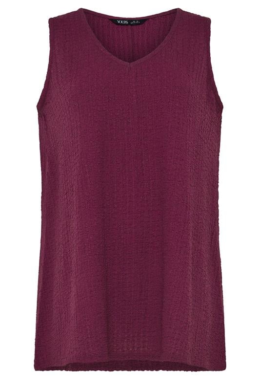 YOURS Plus Size Purple Crinkle V-Neck Cami Vest Top | Yours Clothing 5