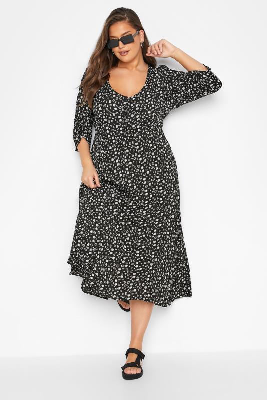 LIMITED COLLECTION Curve Black Floral Midaxi Dress 1