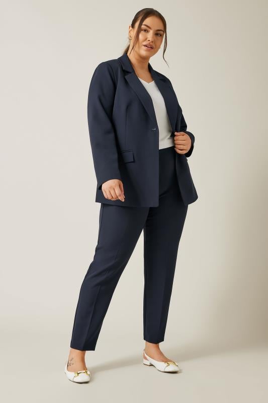 EVANS Plus Size Navy Blue Blazer | Evans 3