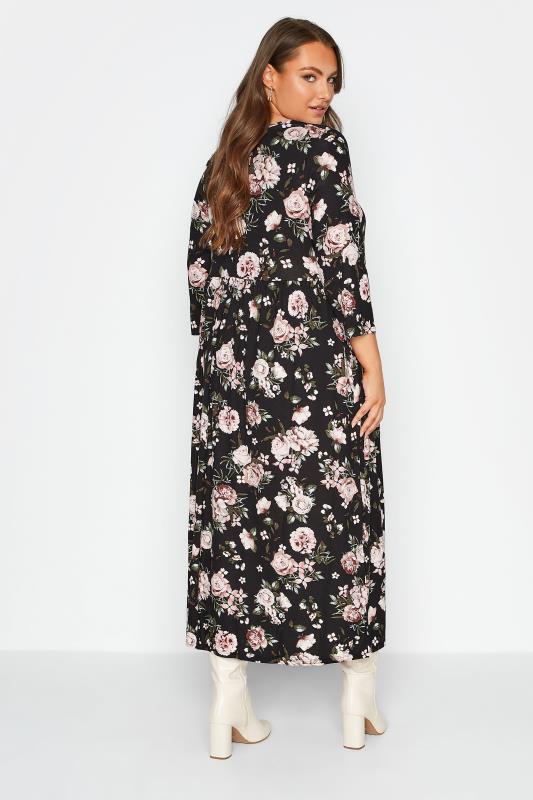 Plus Size Black Floral Print Midi Dress | Yours Clothing 3