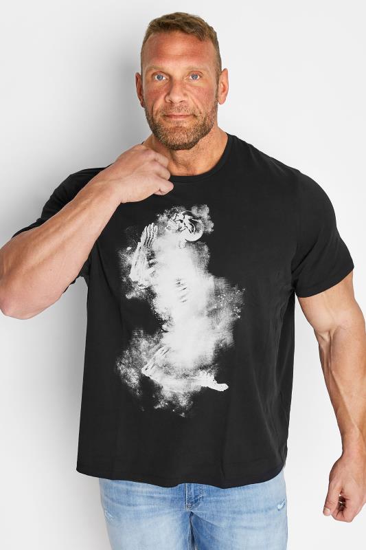  Grande Taille RELIGION Big & Tall Black Skeleton Cloudy T-Shirt