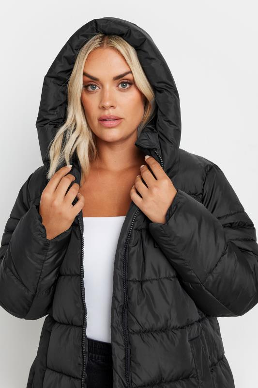 YOURS Curve Black Sporty Puffer Coat | Yours Clothing 4