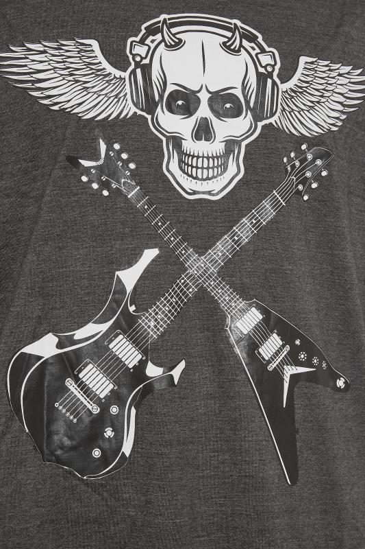 KAM Big & Tall Grey Skull Guitars T-Shirt 2