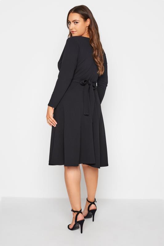 YOURS LONDON Plus Size Black Wrap Buckle Midi Dress | Your Clothing 3