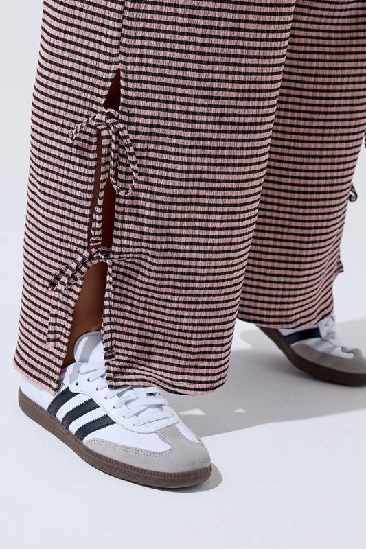 LIMITED COLLECTION Curve Pink Gingham Tie Side Trousers | Yours Clothing 4
