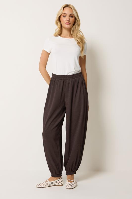 M&Co Chocolate Brown Balloon Leg Trousers | M&Co 1