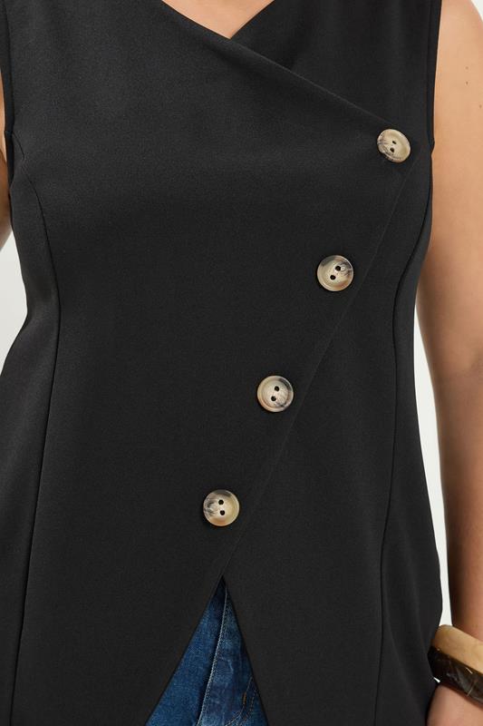 YOURS Plus Size Black Asymmetric Button Waistcoat | Yours Clothing 4