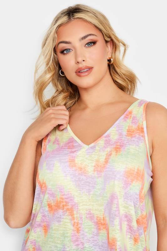 YOURS Plus Size Yellow Printed Burnout Vest Top | Yours Clothing 4