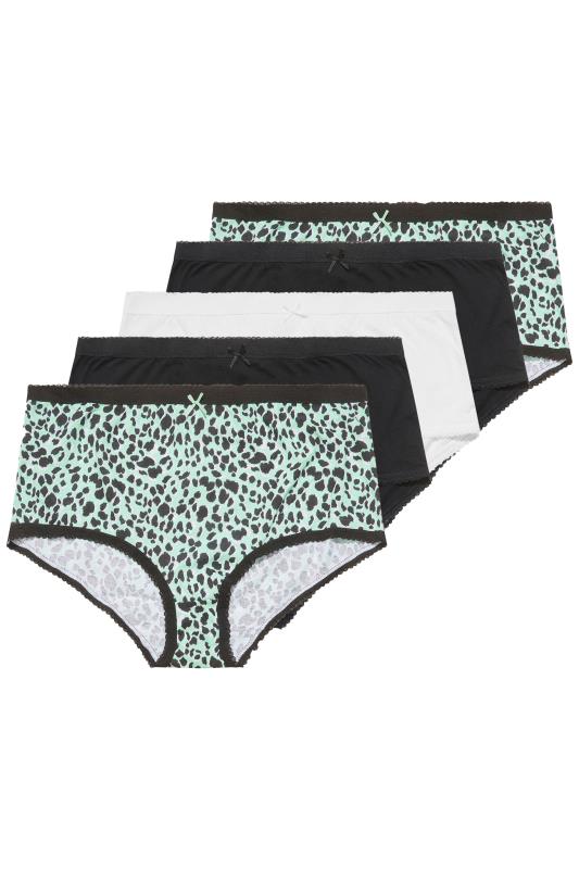 Plus Size 5 PACK Black & Blue Animal Print Full Briefs | Yours Clothing  2