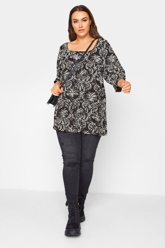 LIMITED COLLECTION Black Paisley Balloon Sleeve Top_B.jpg