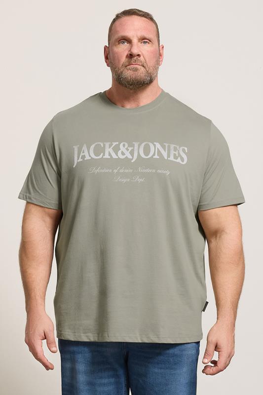 JACK & JONES Big & Tall Vetiver Green Short Sleeve Graphic T-Shirt | BadRhino 1