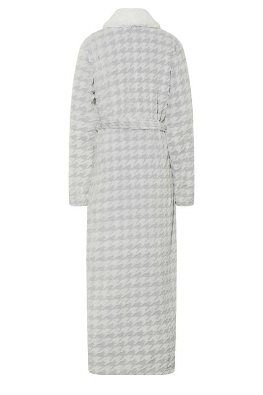 LTS Tall Womens Grey & White Soft Dogtooth Dressing Gown | Long Tall Sally 8