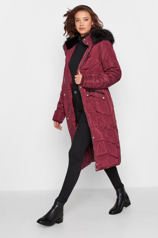 LTS Tall Burgundy Red Longline Puffer Coat 2
