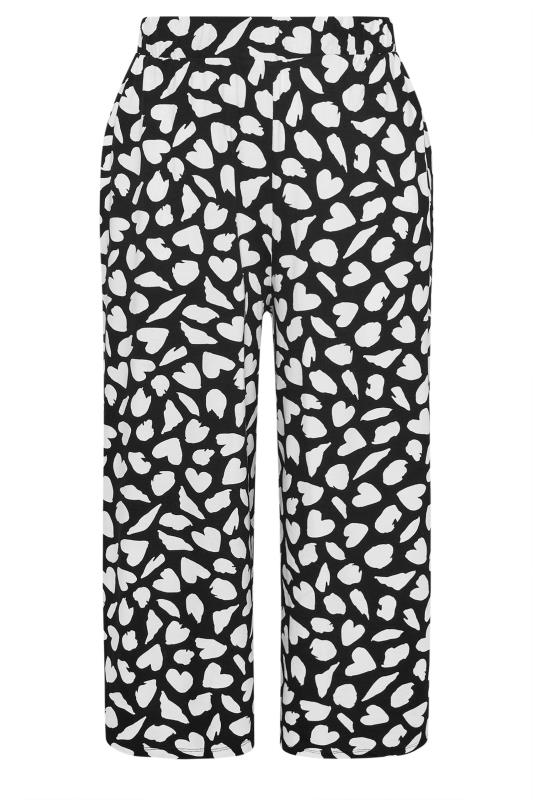 YOURS Plus Size Black & White Heart Print Culottes | Yours Clothing 5