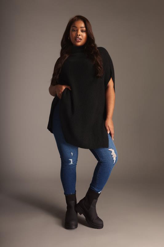  Grande Taille YOURS Curve Mid Blue GRACE Turn Up Ripped Jegging