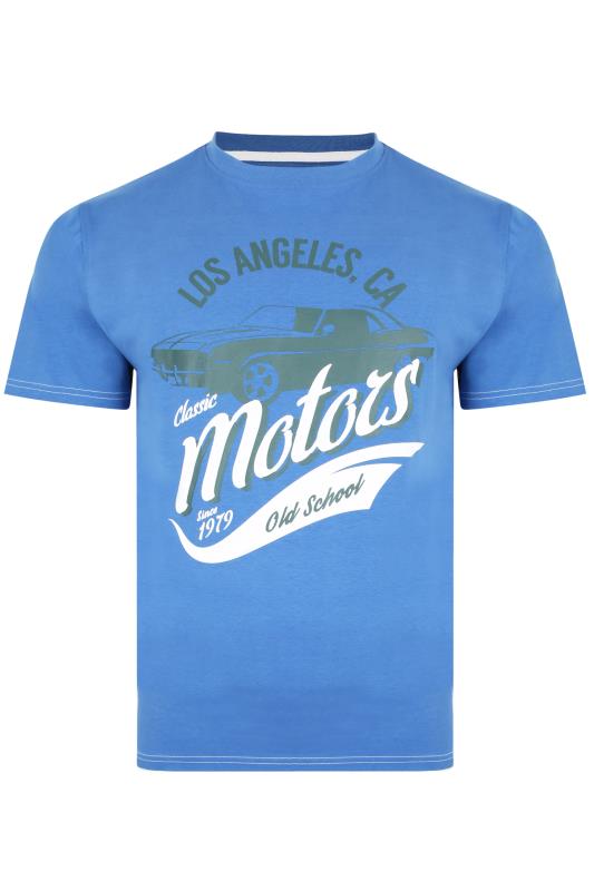 KAM Big & Tall Blue Classic Motor Print T-Shirt_F.jpg