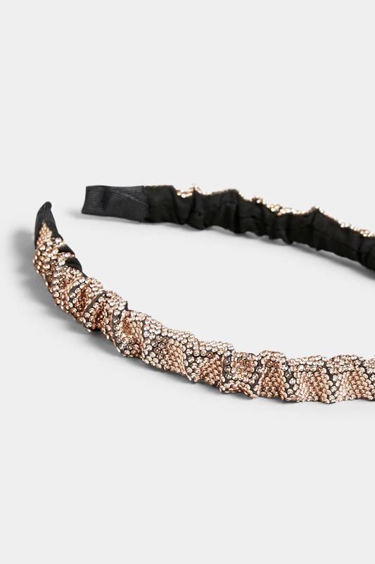 Rose Gold Diamante Ruched Headband | Yours Clothing 4