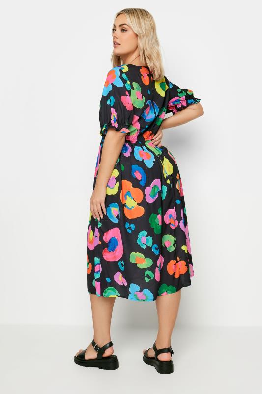 YOURS Plus Size Black Rainbow Leopard Print Midi Dress | Yours Clothing 4