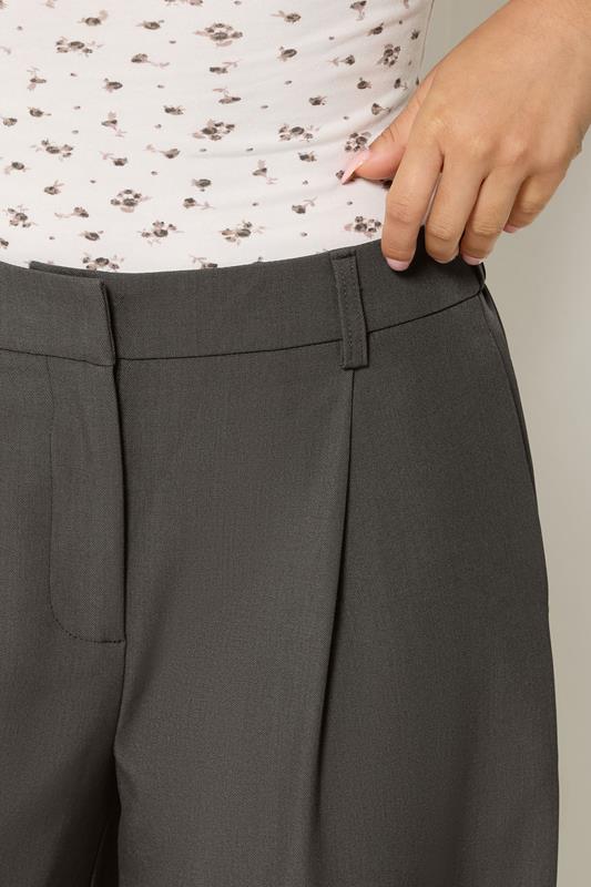PixieGirl Petite Women's Dark Grey Barrel Leg Trousers | PixieGirl  4
