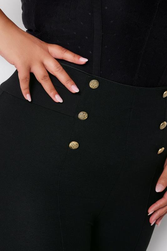 YOURS Curve Plus Size Black Button Ponte Leggings | Yours Clothing 4