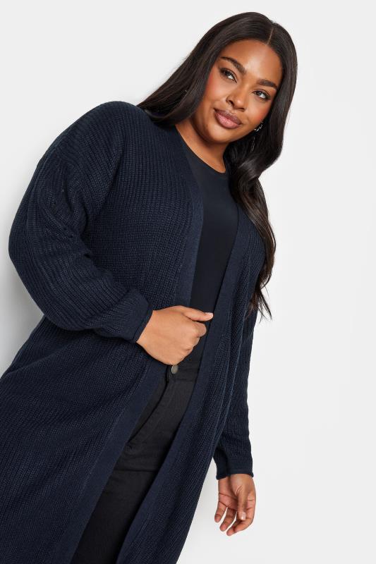 YOURS Plus Size Navy Blue Knitted Maxi Cardigan | Yours Clothing 5