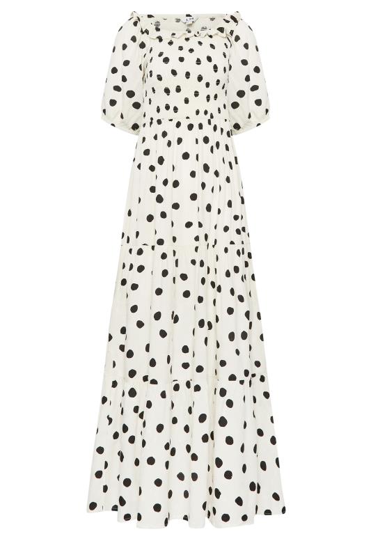 LTS Tall White Polka Dot Puff Sleeve Maxi Dress | Long Tall Sally  6