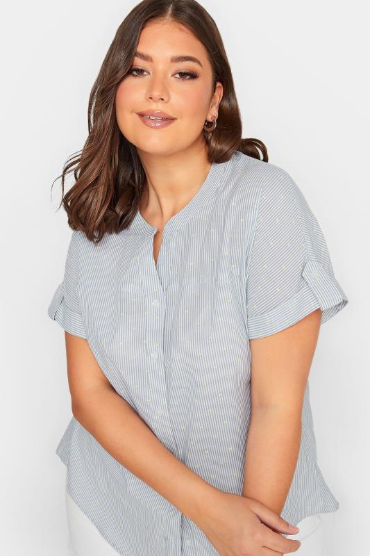 YOURS Plus Size Blue Stripe Print Shirt | Yours Clothing 4