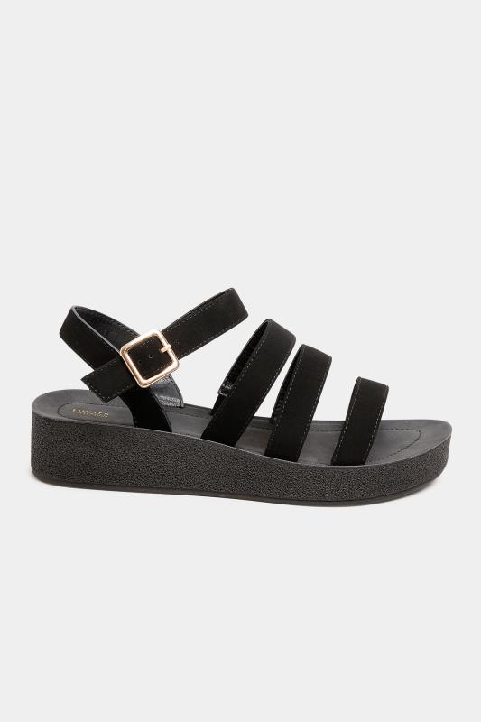 LIMITED COLLECTION Black Multi Strap Sporty Platform Sandals In Extra Wide EEE Fit 3