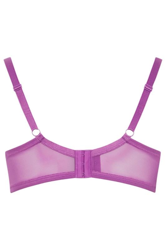 YOURS Plus Size Purple Lace Detail Non-Padded Bra | Yours Clothing  7