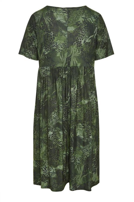 LIMITED COLLECTION Curve Plus Size Green Animal Print Smock Midaxi Dress | Yours Clothing  8