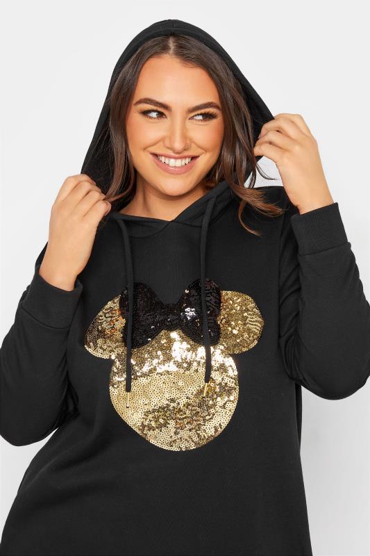 Plus Size DISNEY Black Minnie Mouse Sequin Hoodie | Yours Clothing 4