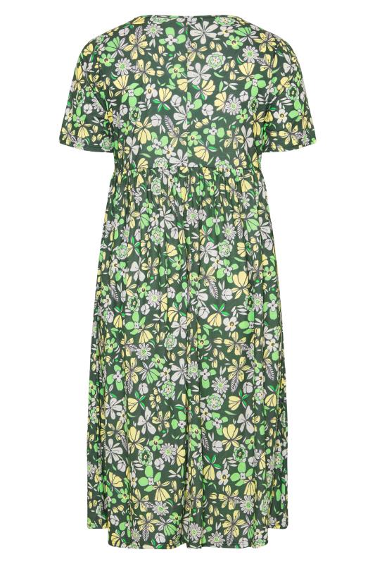 LIMITED COLLECTION Plus Size Green Floral Print Midaxi Smock Dress | Yours Clothing  7