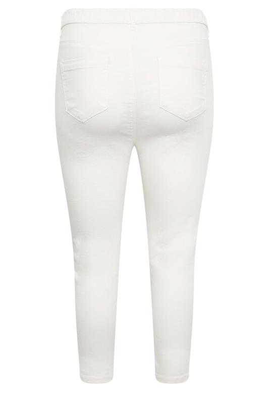 YOURS Plus Size White Cropped Stretch GRACE Jeggings | Yours Clothing  5