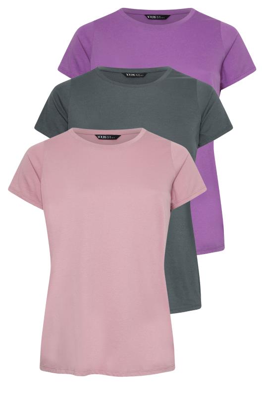 YOURS 3 PACK Plus Size Pink & Grey Core T-Shirts | Yours Clothing 8
