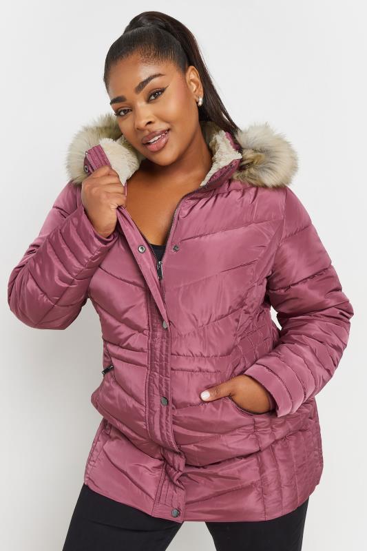 Plus Size  YOURS Curve Pink Padded Coat