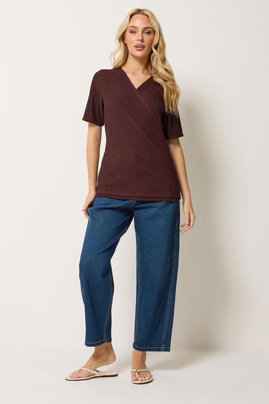 M&Co Rust Brown Textured Wrap Top | M&Co 2