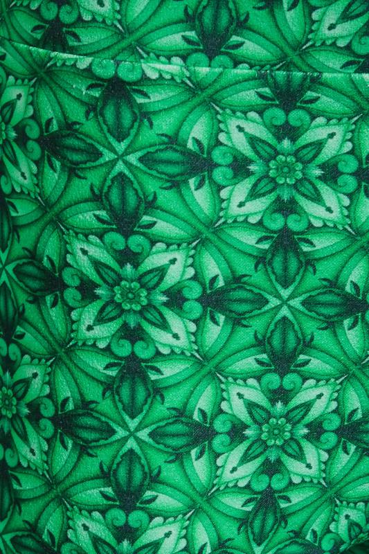Petite Green Tile Print Split Trousers | PixieGirl 3