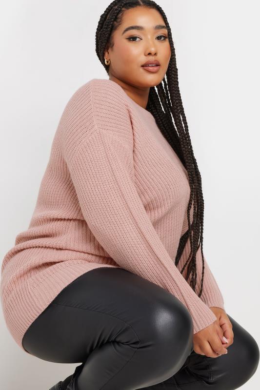 YOURS Plus Size Essential Baby Pink Knitted Jumper | Yours Clothing 4