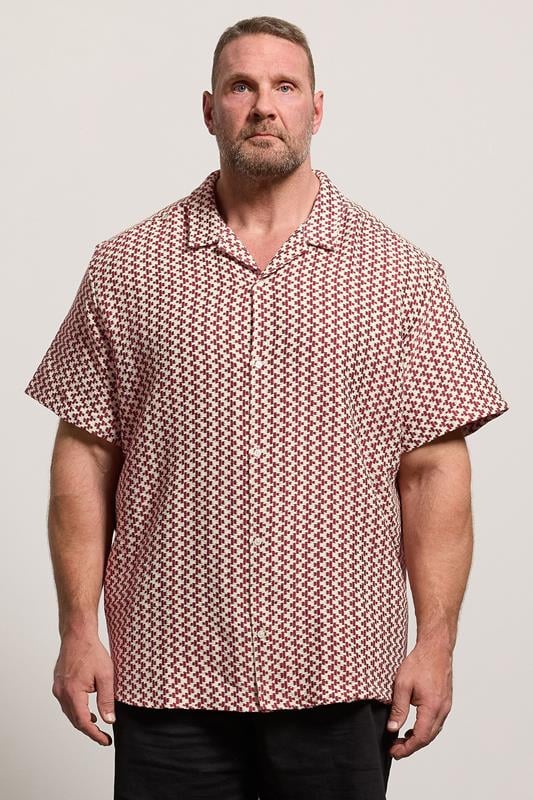  JACK & JONES Big & Tall Cabernet Red Crochet Shirt