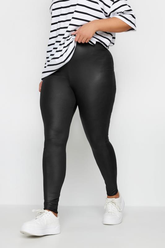 Fashion Leggings Grande Taille YOURS Curve Black Wet Look Stretch Leggings