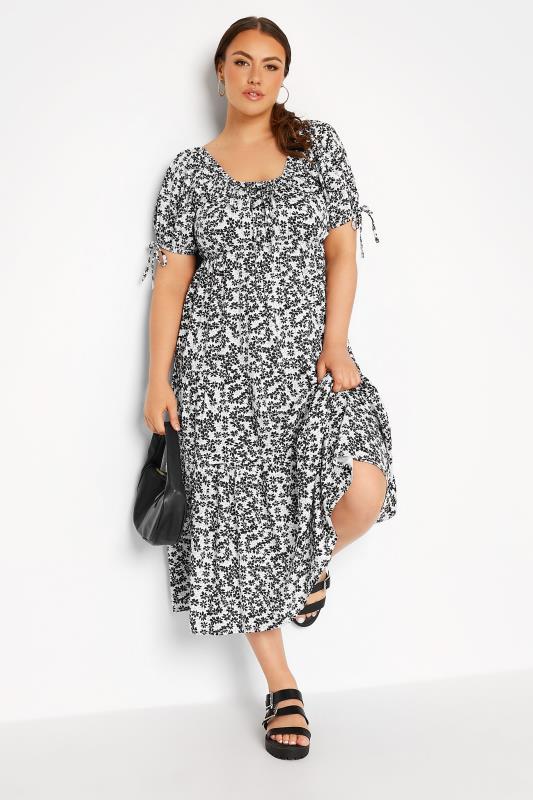 LIMITED COLLECTION Curve Black & White Daisy Maxi Dress 1