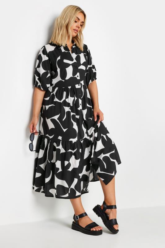 YOURS Plus Size Black Abstract Print Shirt Dress | Yours Clothing 3