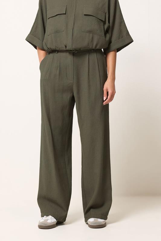 PixieGirl Petite Women's Green Wide Leg Trousers | PixieGirl 1