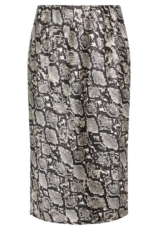YOURS Plus Size Grey Snake Print Satin Midi Skirt | Yours Clothing 4