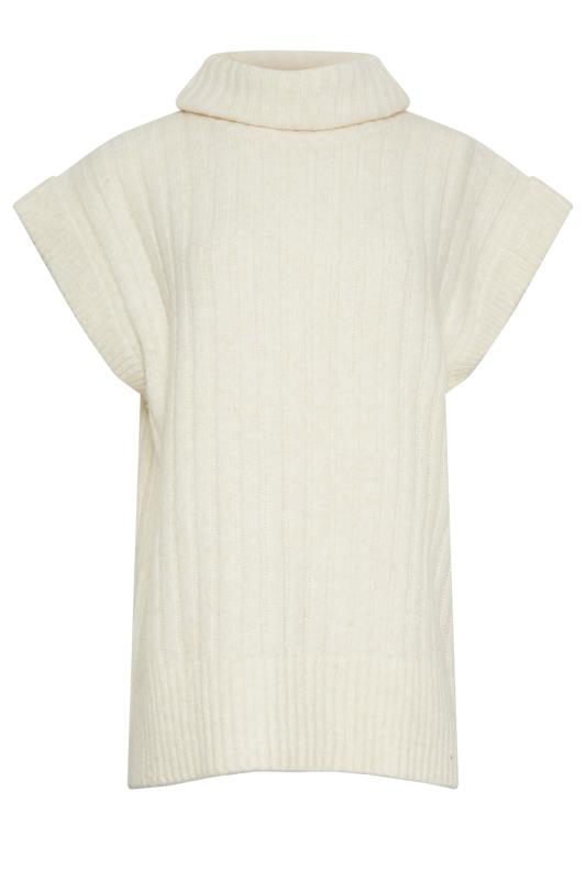 LTS Tall Ivory White Ribbed Roll Neck Knitted Sweater Vest | Long Tall Sally  6